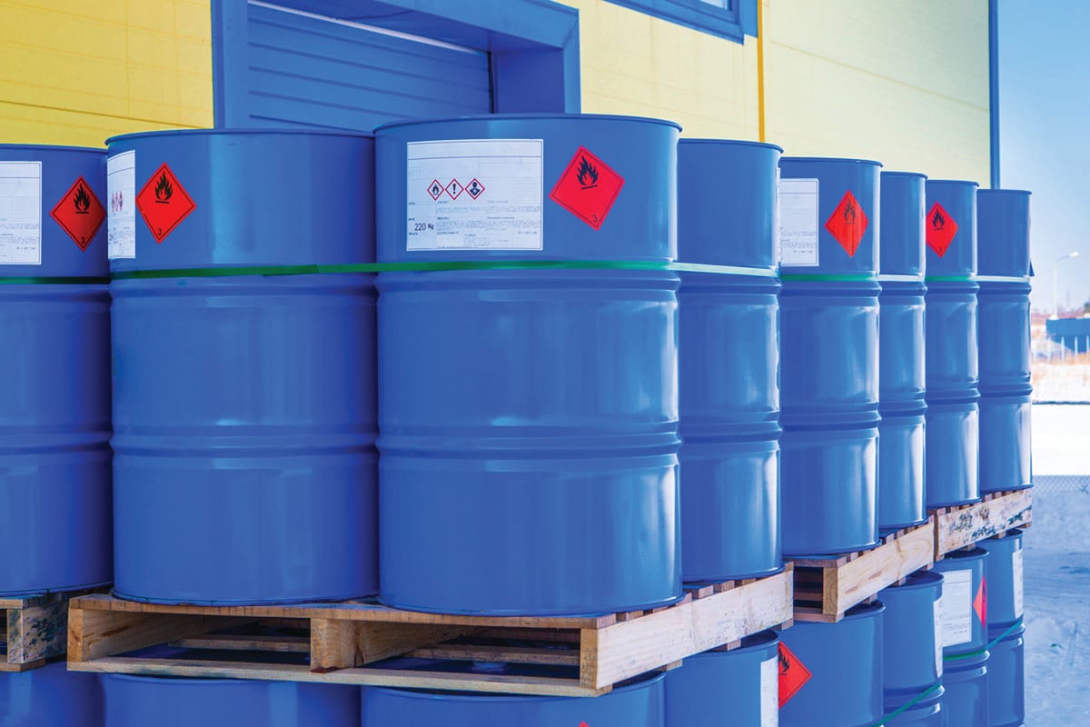 Leadcon water treatment chemical barrels